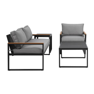 Steel Outdoor Sofa Set - 3-Seater Corner Modular Lounge Setting