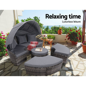 Outdoor Sofa Lounge / Day Bed With Shelter Roof
