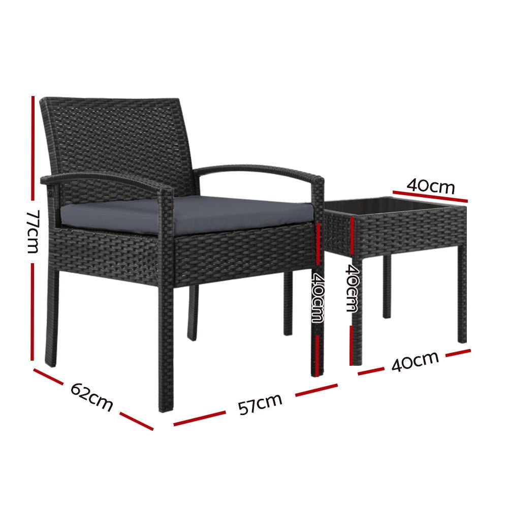 3-piece Outdoor Furniture Set - Black