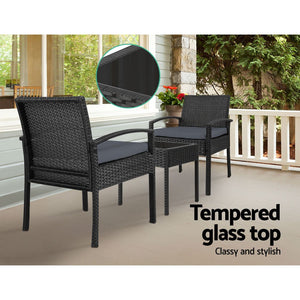 3-piece Outdoor Furniture Set - Black
