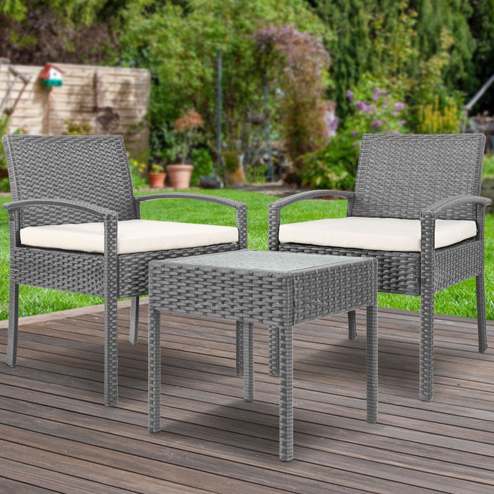 Grey 3-piece Outdoor Furniture Set
