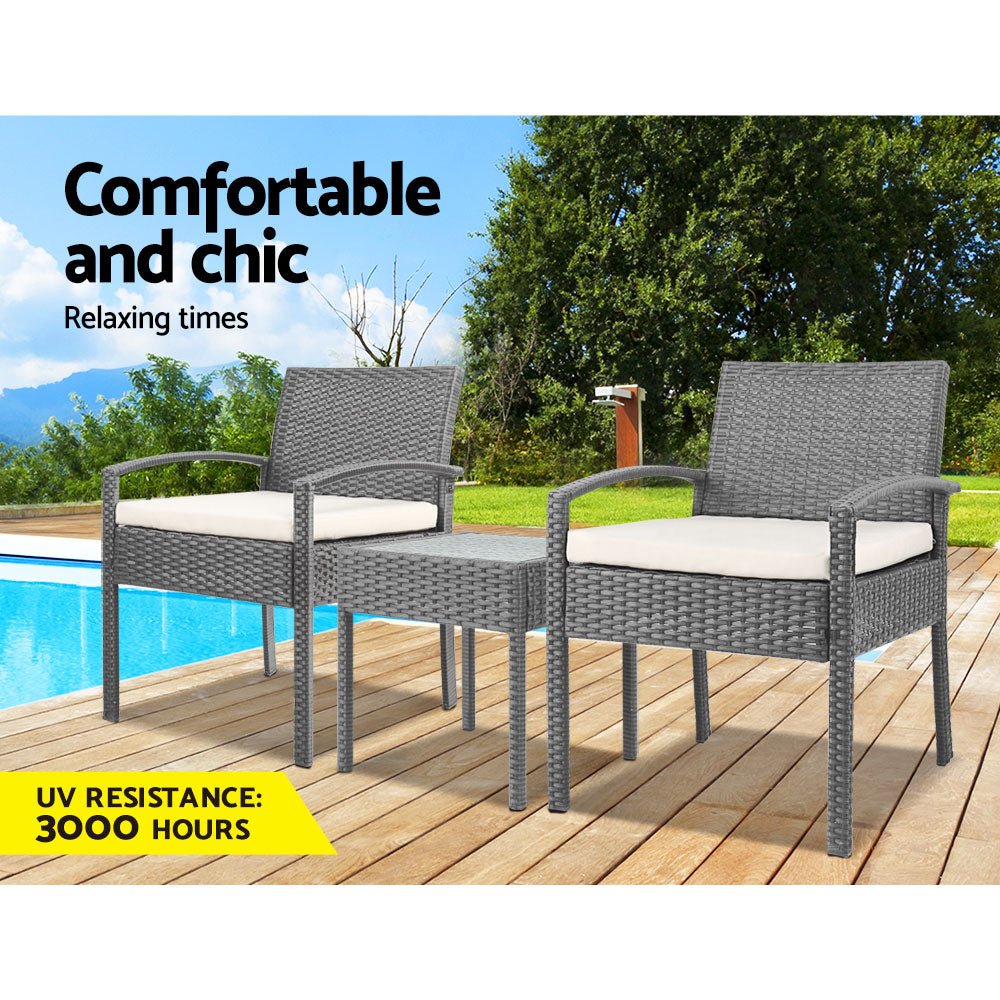 Grey 3-piece Outdoor Furniture Set