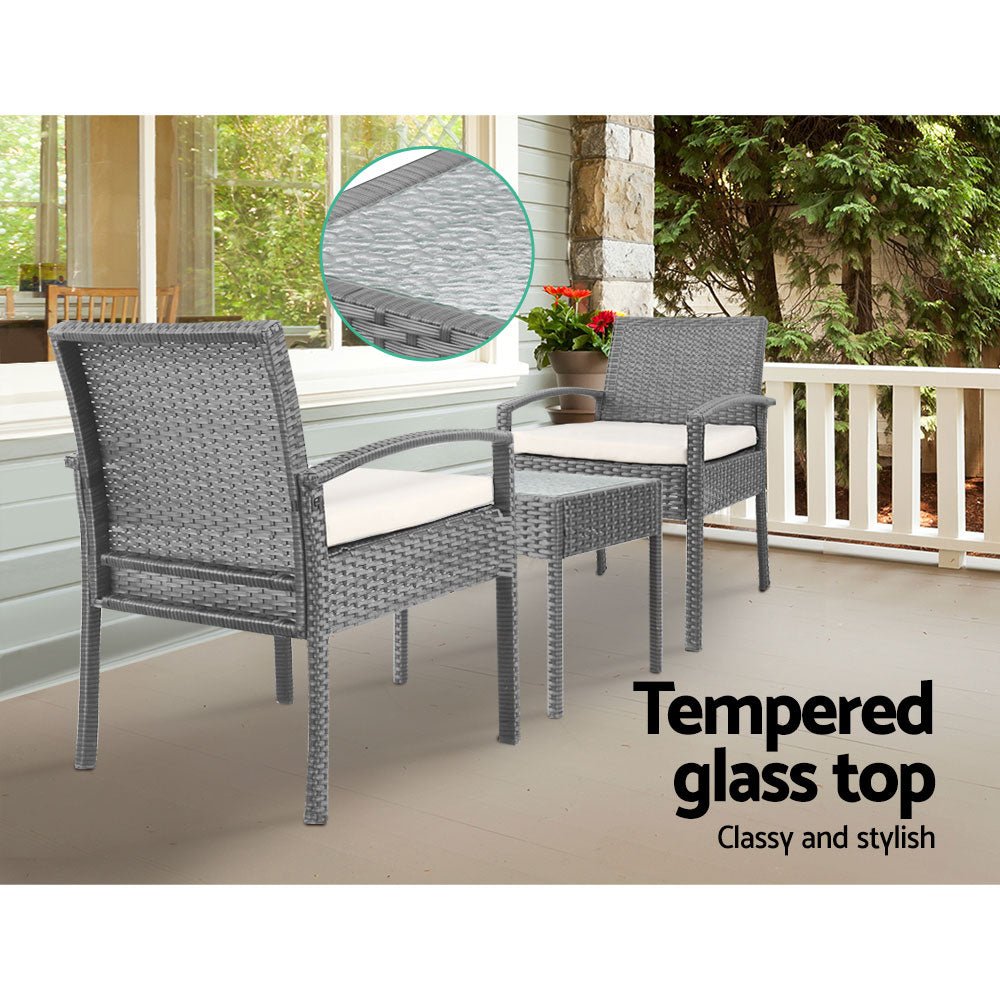 Grey 3-piece Outdoor Furniture Set