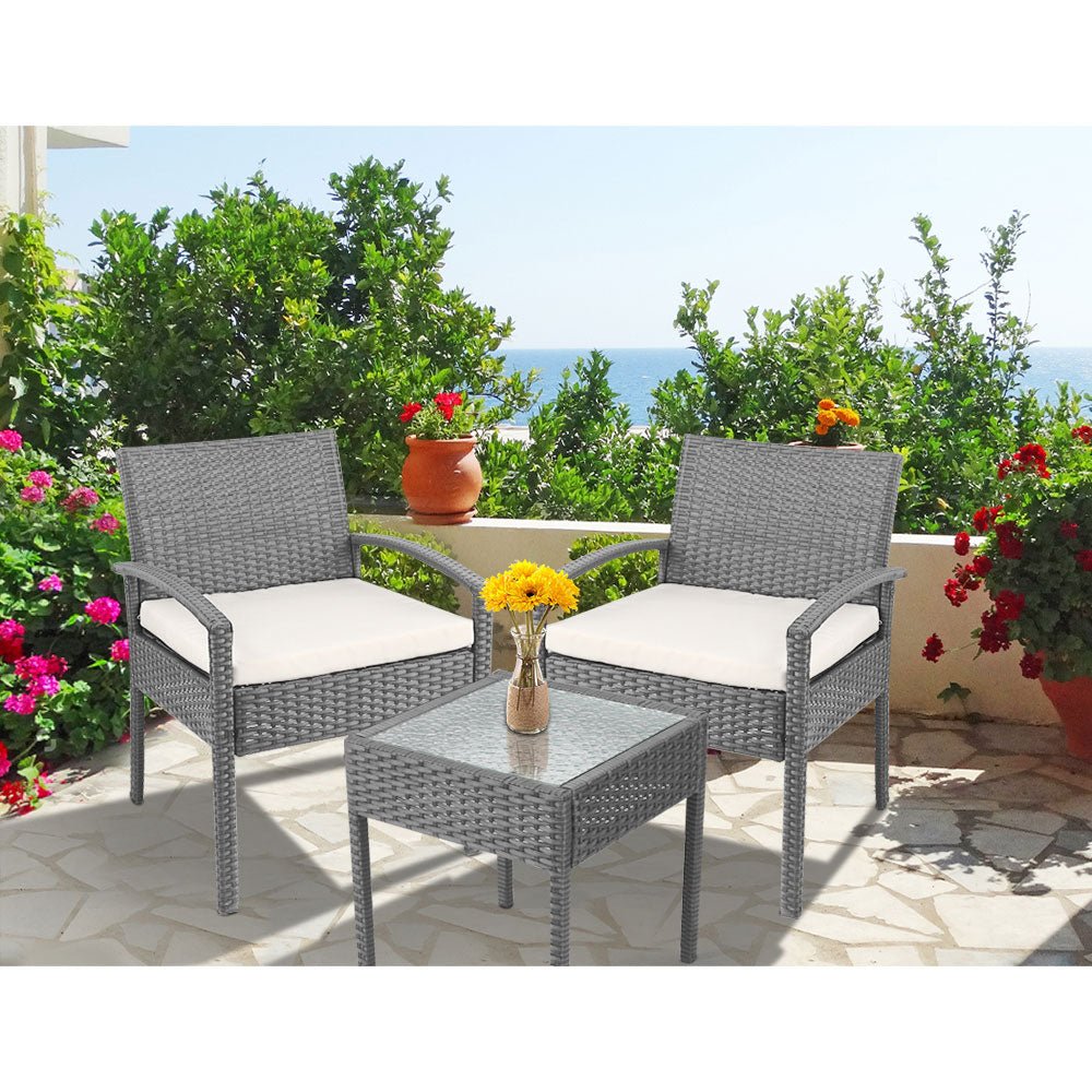 Grey 3-piece Outdoor Furniture Set