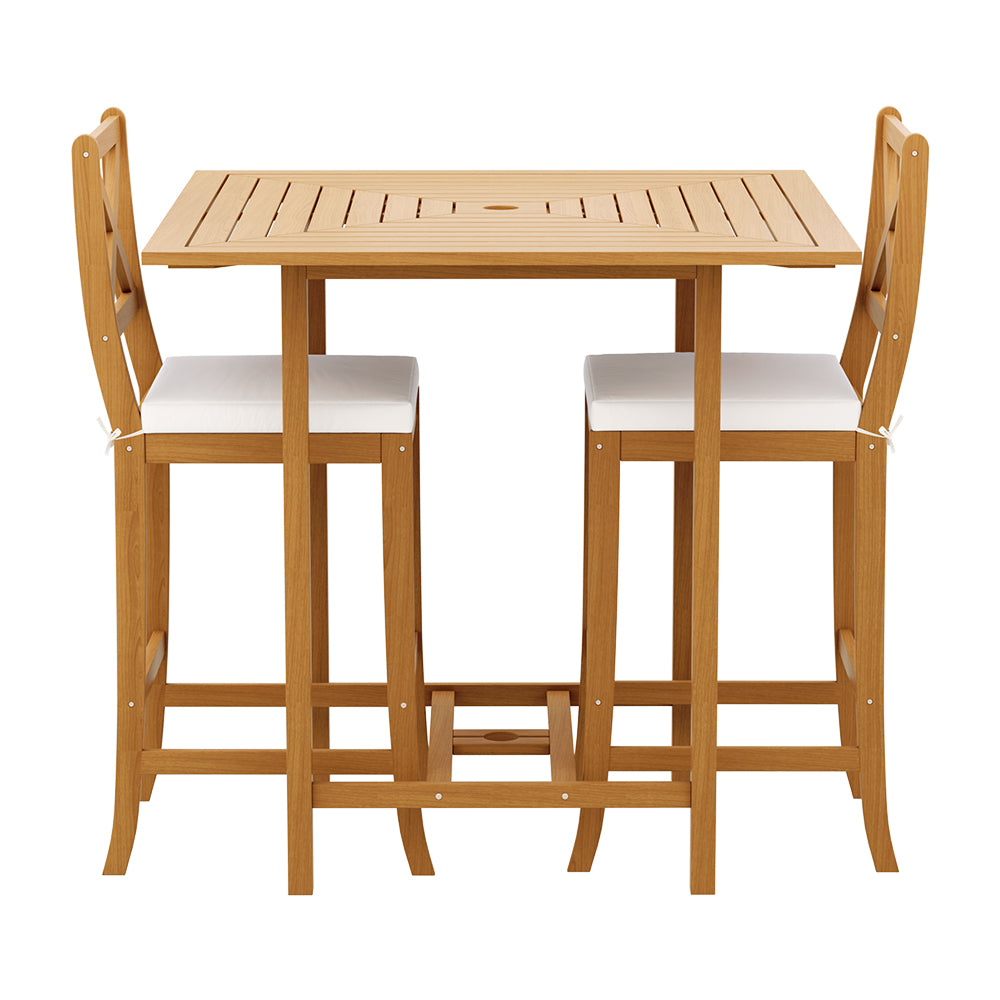 Gardeon 5pcs Outdoor Bar Table 4 Seater Stools Bistro Set | Patio Acacia Wood Bar Furniture