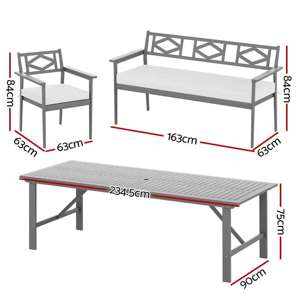 Gardeon 5pcs Outdoor Furniture Dining Set Chair Table | Patio Acacia Wood 6 Seater