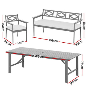 Gardeon 5pcs Outdoor Furniture Dining Set Chair Table | Patio Acacia Wood 6 Seater