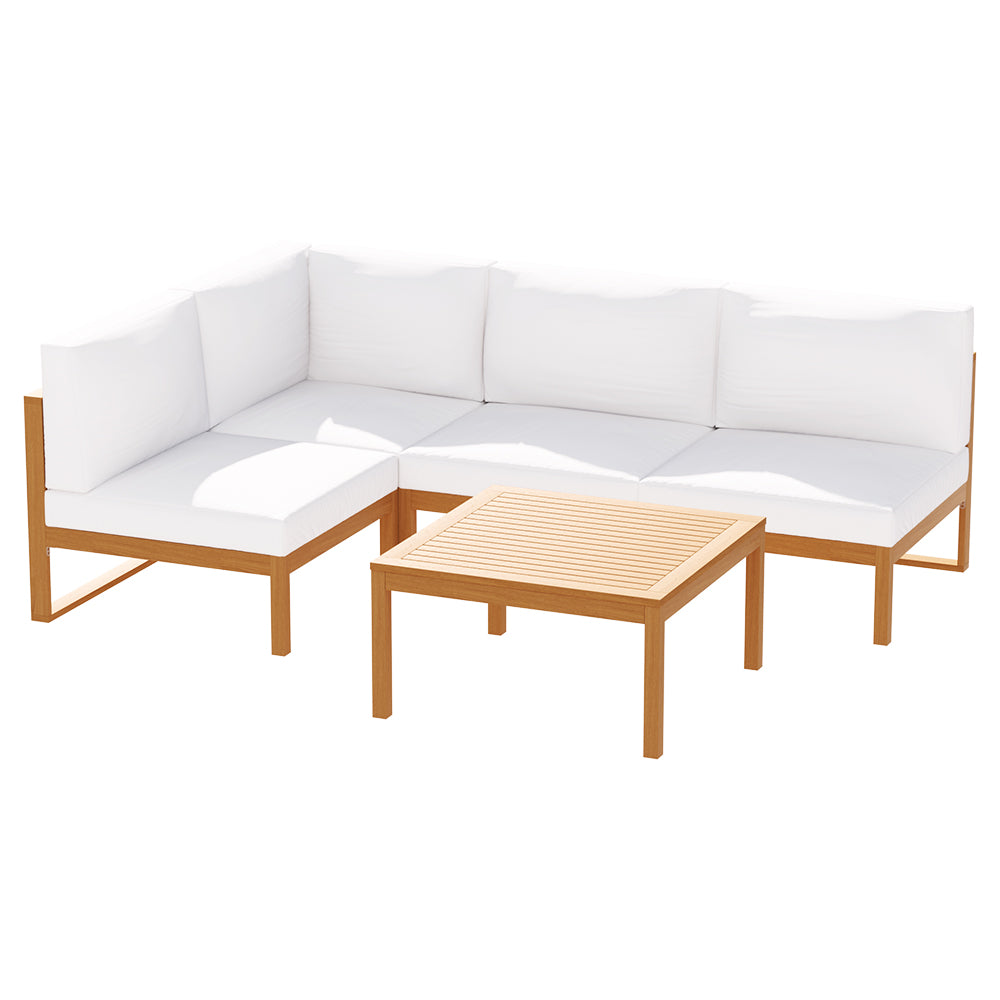 Gardeon 5 Pieces Outdoor Sofa Set | 4-Seater Acacia Wood Corner Lounge Setting