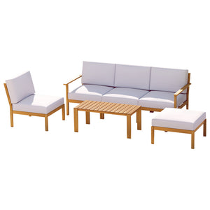 Gardeon 6pcs Outdoor Sofa Set 5-Seater Wooden Lounge Setting | Garden Table and Chairs