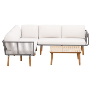 Gardeon 4pcs Outdoor Sofa Set Modular Aluminum Lounge | Wooden 5 Seater Patio Furniture