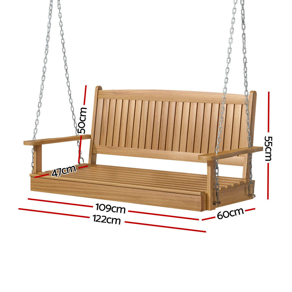 Gardeon Porch Swing Chair | 2 Seat Teak Wooden Bench