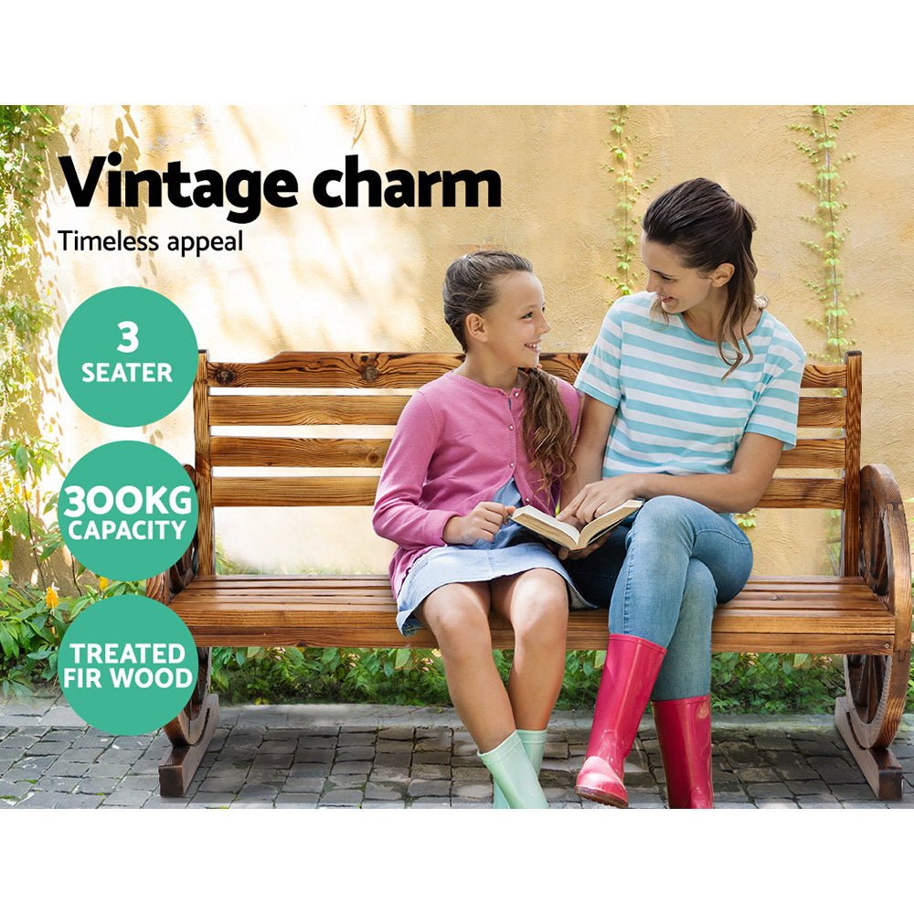 Wooden 3 Person Garden Bench