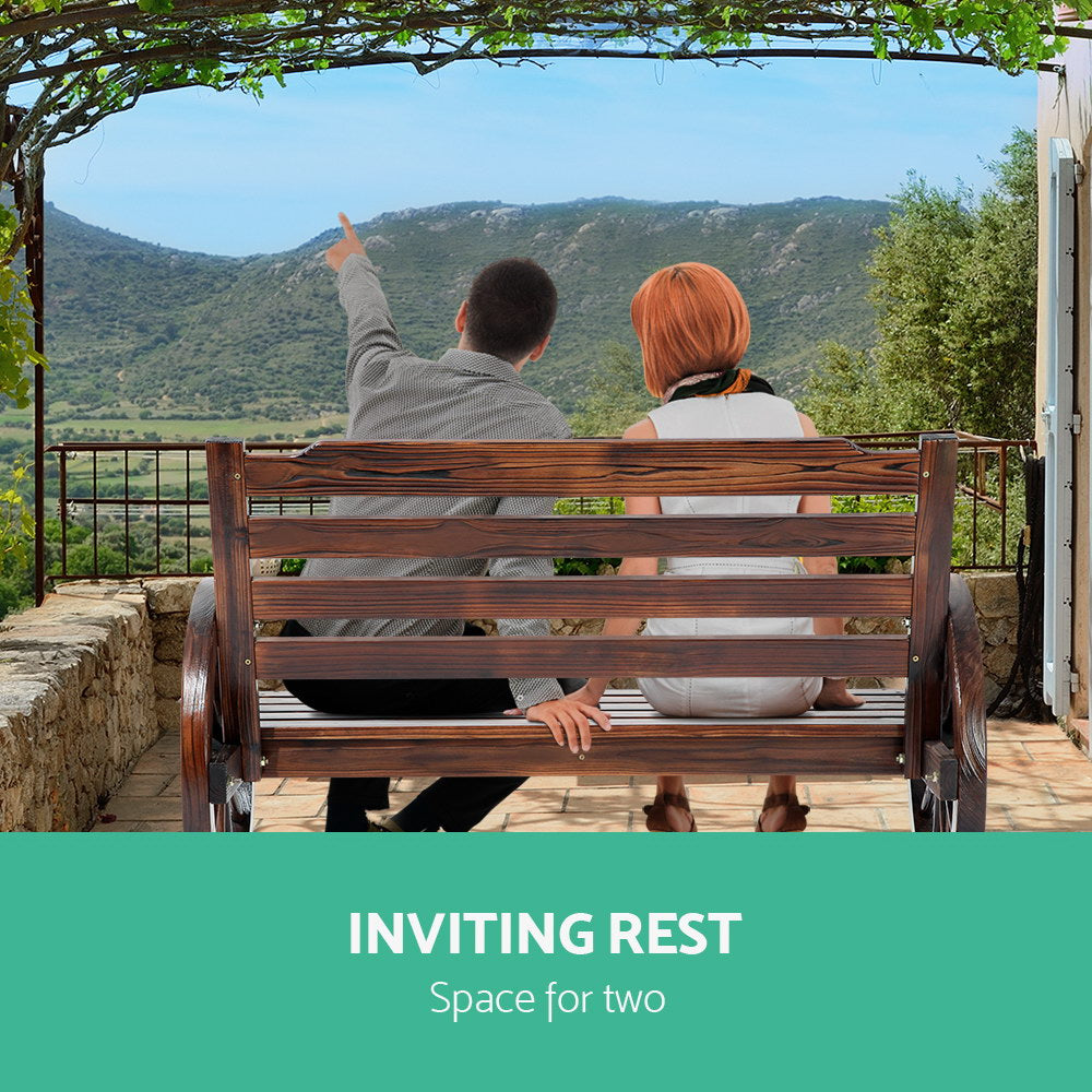 Garden Bench With Wagon Wheel Design