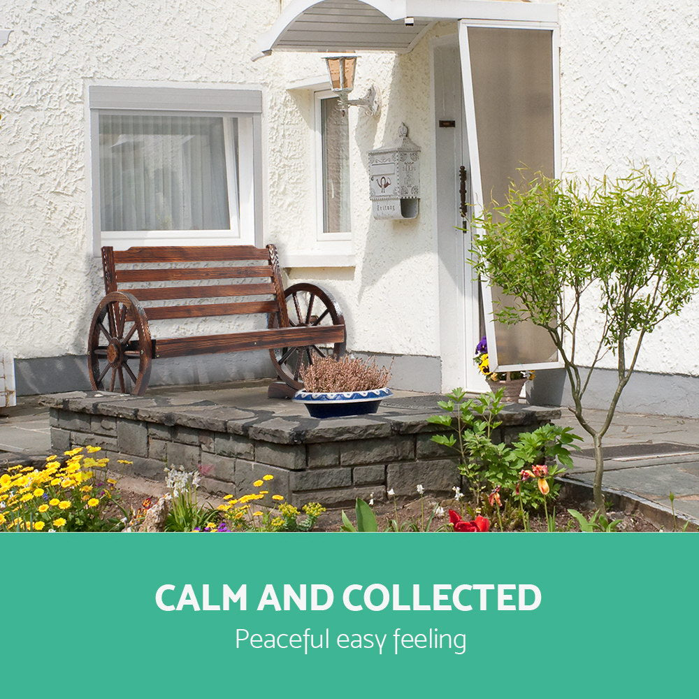 Garden Bench With Wagon Wheel Design