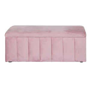 Storage Ottoman Blanket Box | Velvet | Chest | Toy Foot Stool | Couch | Bed | Pink