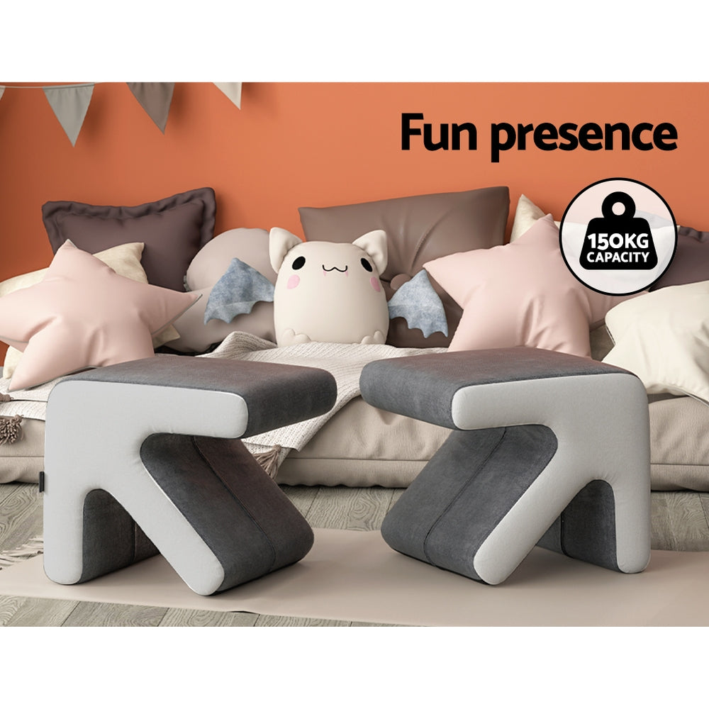 Artiss Grey Fabric Ottoman Footstool