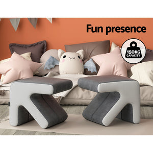 Artiss Grey Fabric Ottoman Footstool