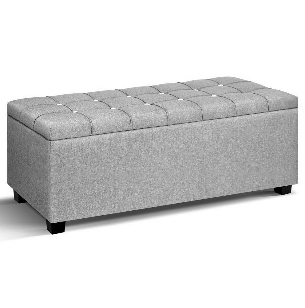 Storage Ottoman Footstool | Blanket Box | Foot Stool Bench | Toy Seat | Grey
