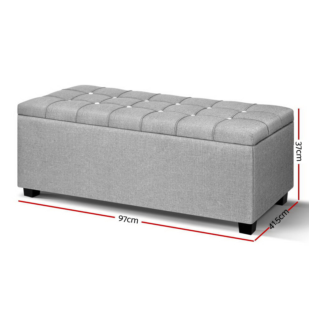 Storage Ottoman Footstool | Blanket Box | Foot Stool Bench | Toy Seat | Grey