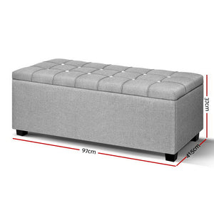 Storage Ottoman Footstool | Blanket Box | Foot Stool Bench | Toy Seat | Grey