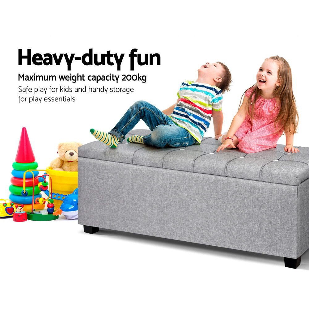 Storage Ottoman Footstool | Blanket Box | Foot Stool Bench | Toy Seat | Grey