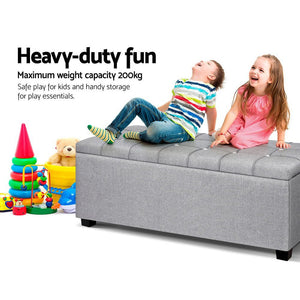 Storage Ottoman Footstool | Blanket Box | Foot Stool Bench | Toy Seat | Grey