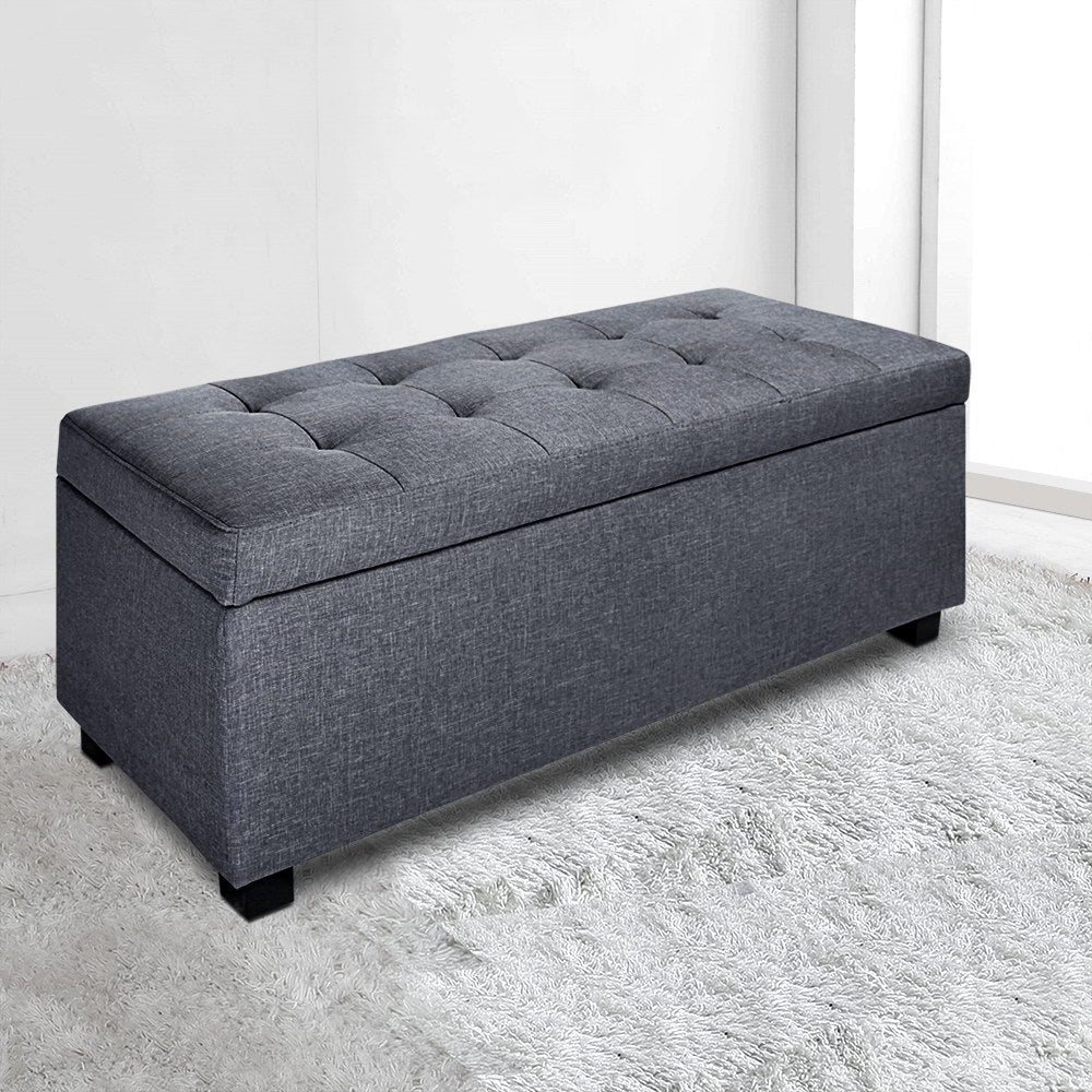 Artiss Large Fabric Storage Ottoman - Grey - The Hippie House