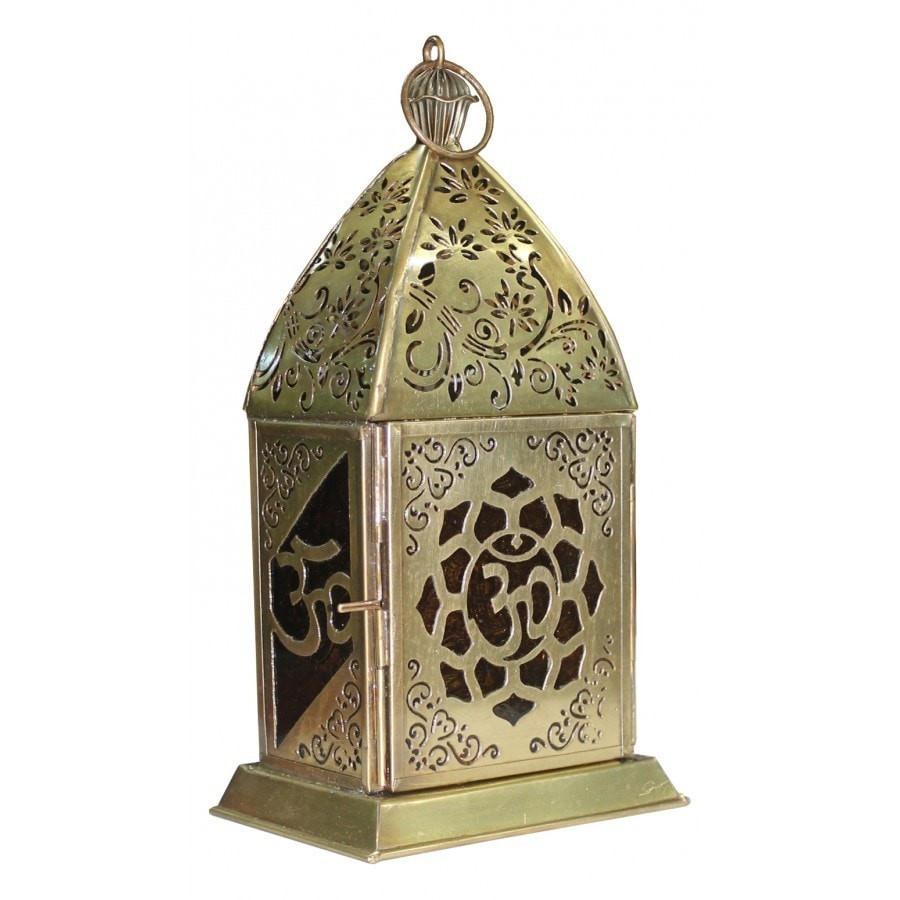 Om Gold Finish Metal Lantern