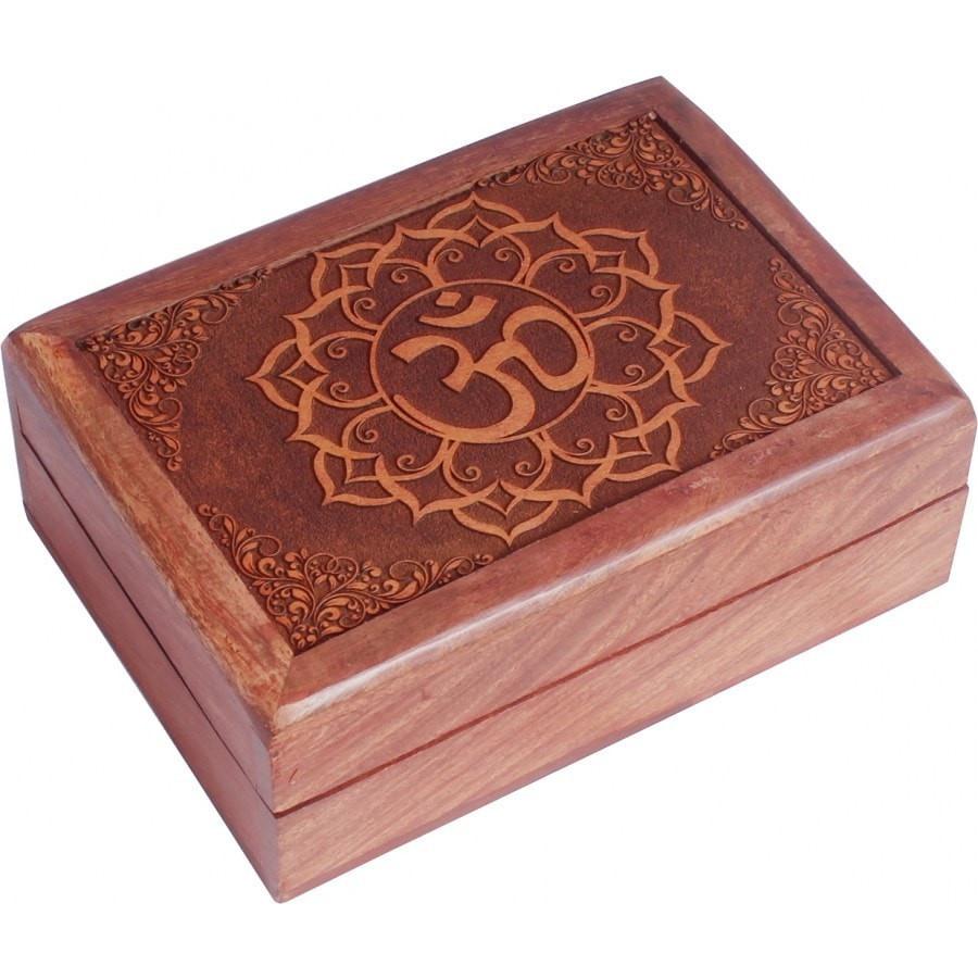Om in Lotus Wooden Box