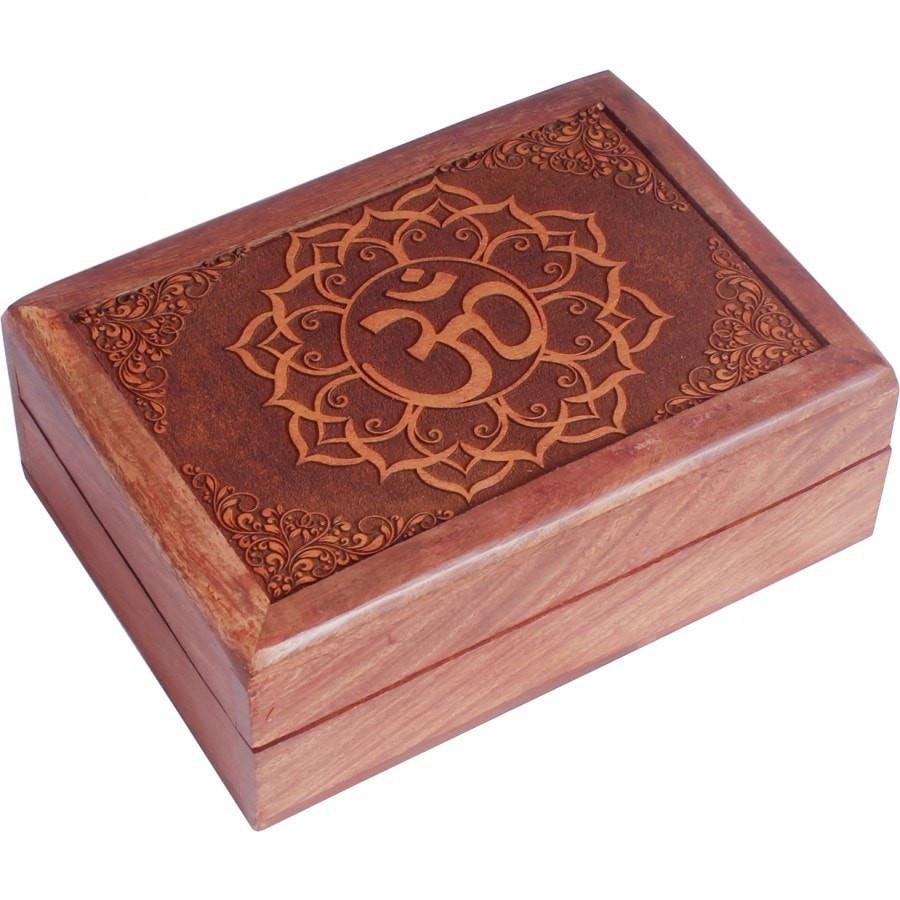 Om in Lotus Wooden Box