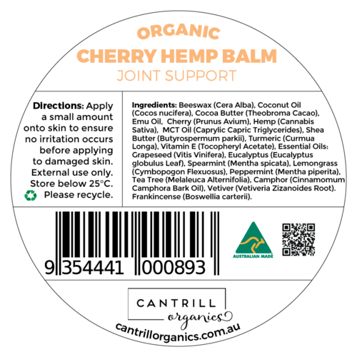 Organic Cherry And Hemp Joint Balm - 80g
