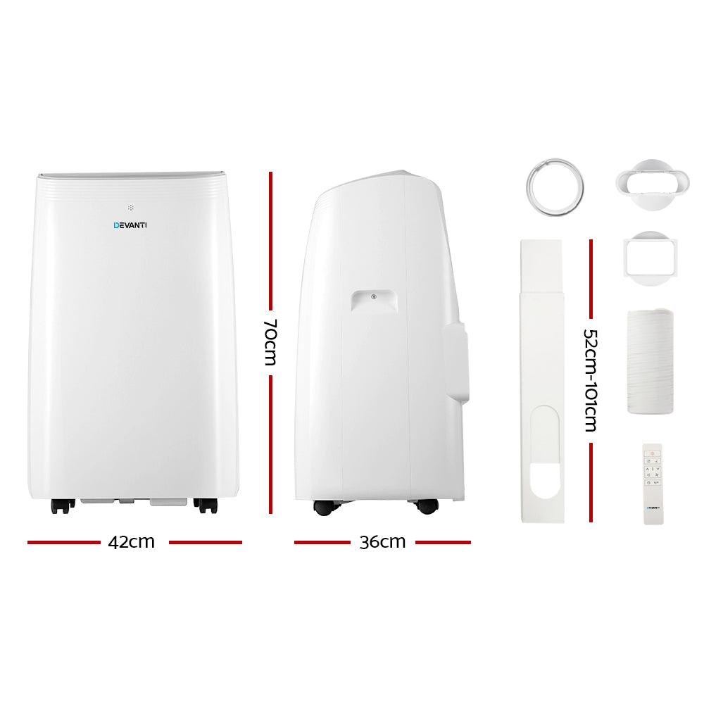 Devanti 12000BTU Portable Air Conditioner | Cooling, Mobile Fan Cooler, Remote, 3300W