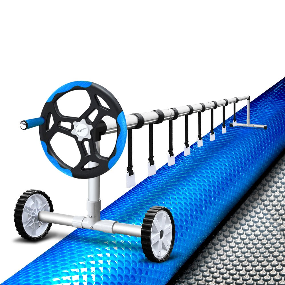 Aquabuddy Swimming Solar Pool Cover Pools Roller Wheel Blanket 500 Micron | 7X4M