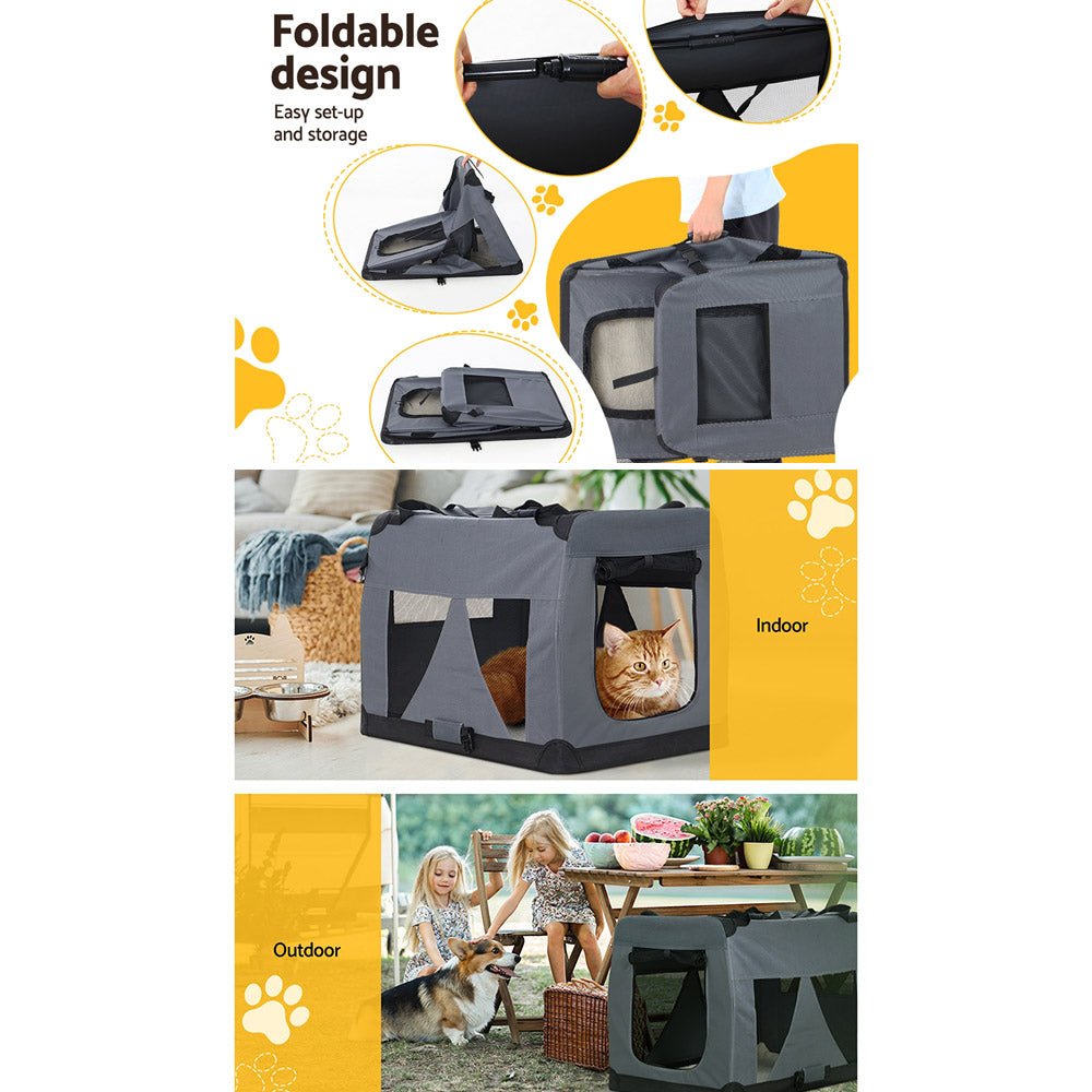 i.Pet Pet Carrier Soft Crate Dog Cat Travel Portable Cage Kennel Foldable Car XL - The Hippie House