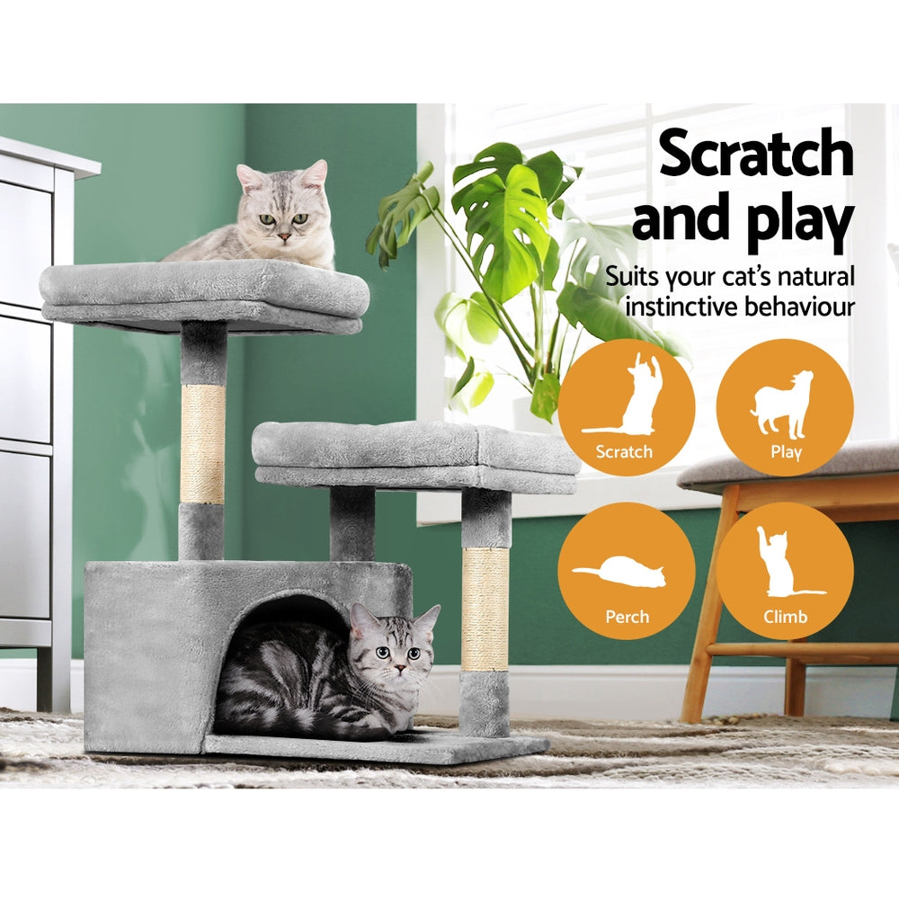 i.Pet Cat Tree Tower Scratching Post - Wood Condo House Bed Trees, 69cm
