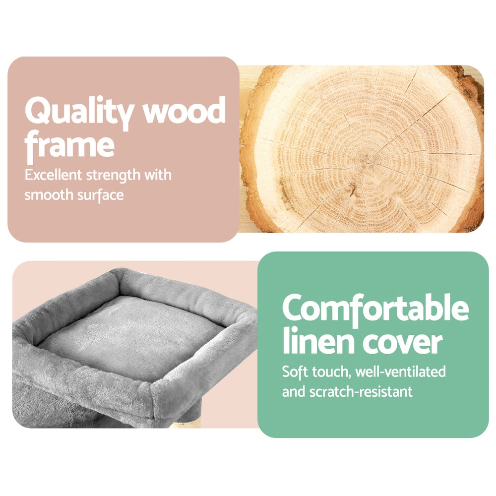 i.Pet Cat Tree Tower Scratching Post - Wood Condo House Bed Trees, 69cm