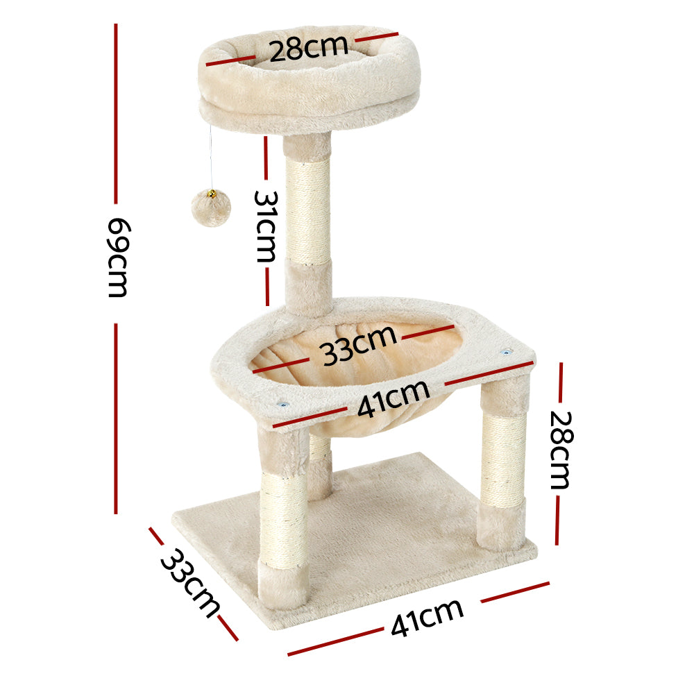 i.Pet Cat Tree Tower Scratching Post - Wood Condo House Bed Toys, 69cm