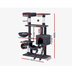 i.Pet 144cm Cat Tree Scratching Post | Tower Scratcher with Wood Condo Toys and Bed