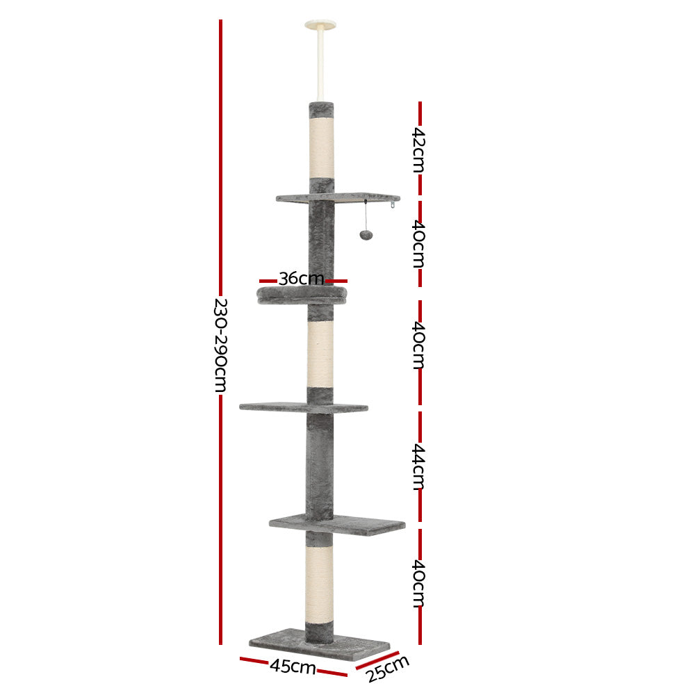 i.Pet Cat Tree Tower Scratching Post | Floor to Ceiling Cats Bed | 290cm