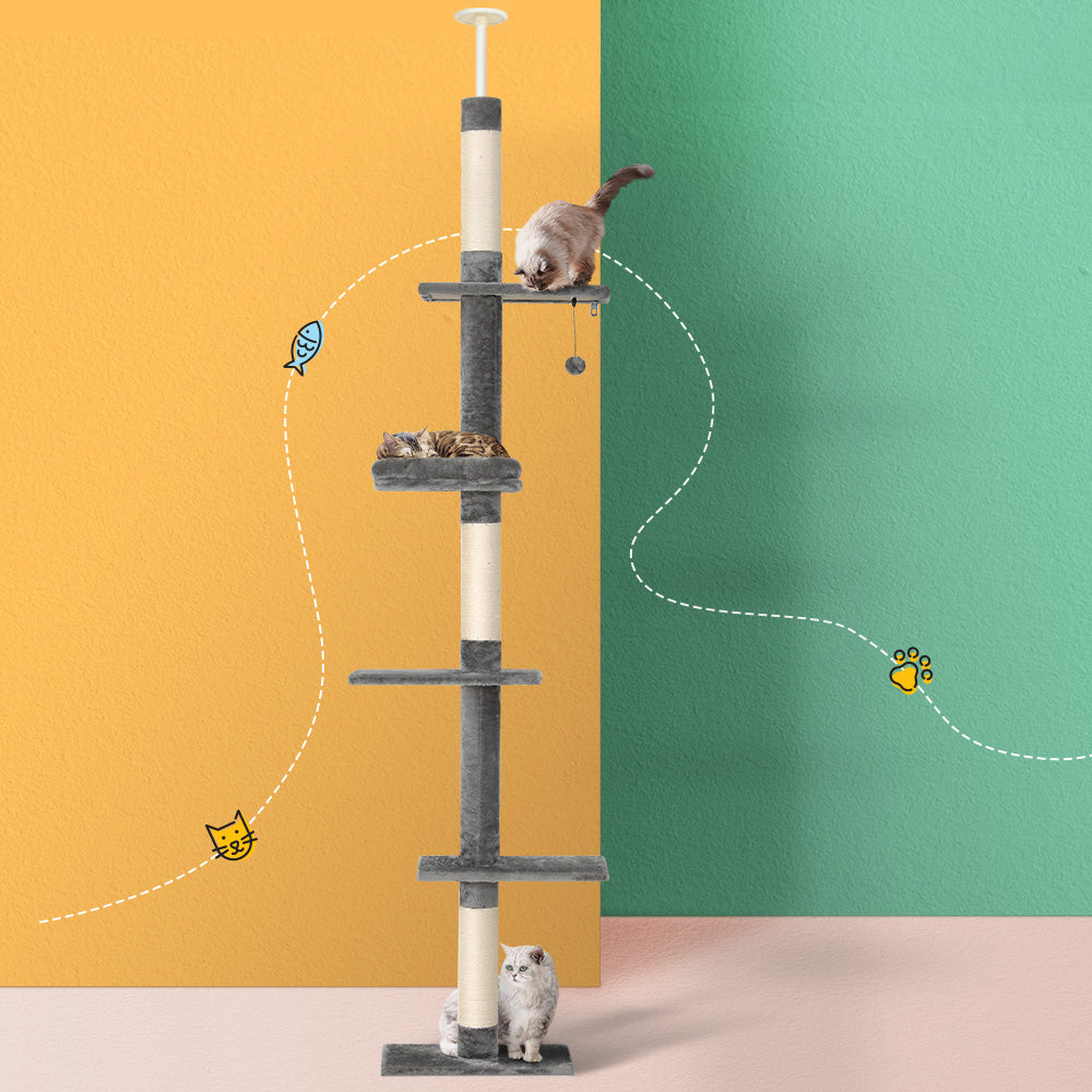 i.Pet Cat Tree Tower Scratching Post | Floor to Ceiling Cats Bed | 290cm