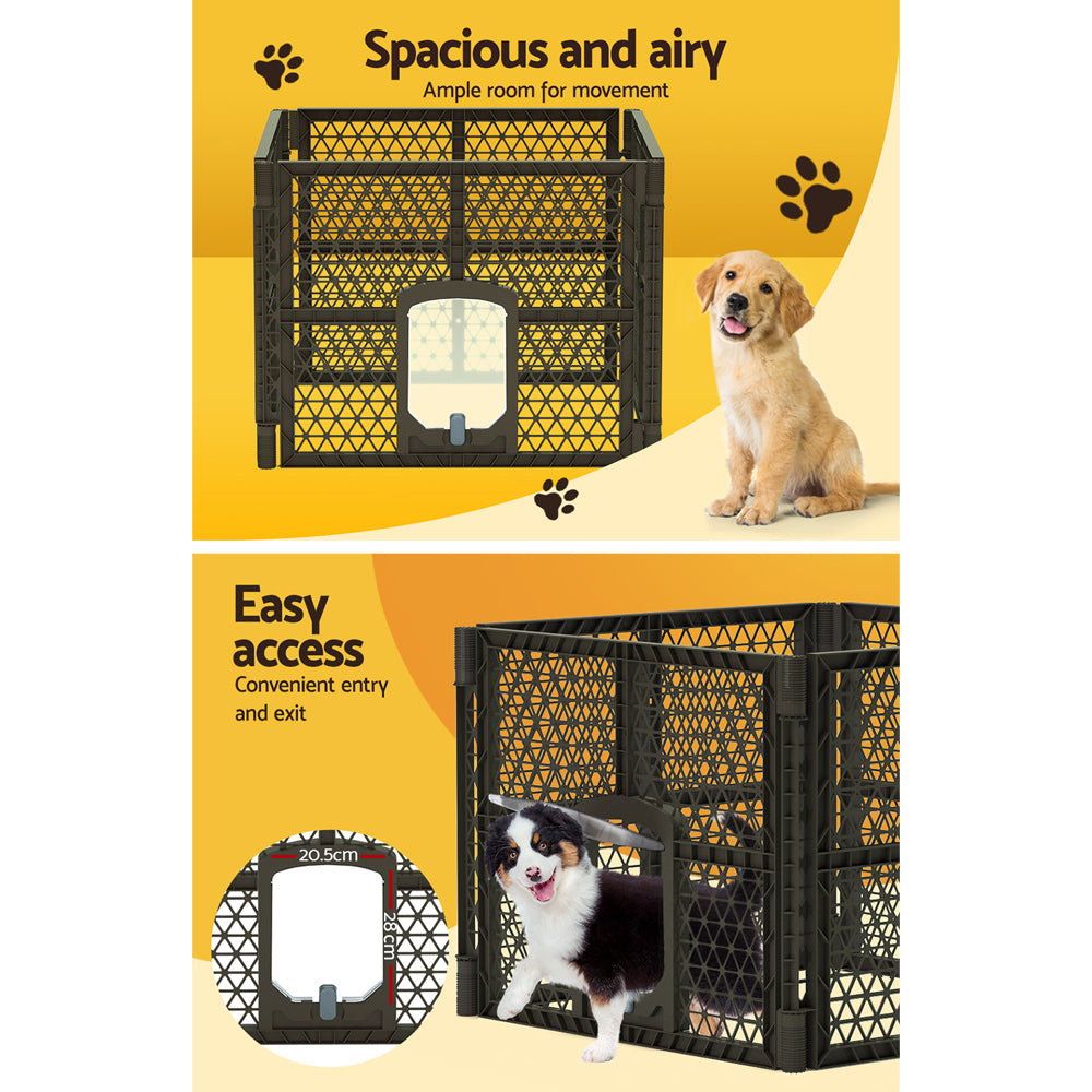 i.Pet Pet Dog Playpen Enclosure - 4 Panel Foldable Puppy Cage | Plastic Play Pen