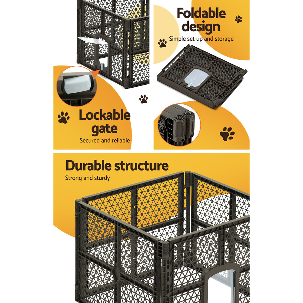 i.Pet Pet Dog Playpen Enclosure - 4 Panel Foldable Puppy Cage | Plastic Play Pen