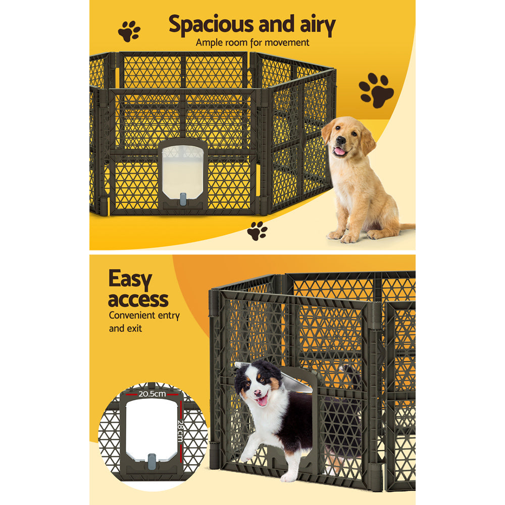 i.Pet Pet Dog Playpen Enclosure - 6 Panel Foldable Puppy Cage | Plastic Play Pen