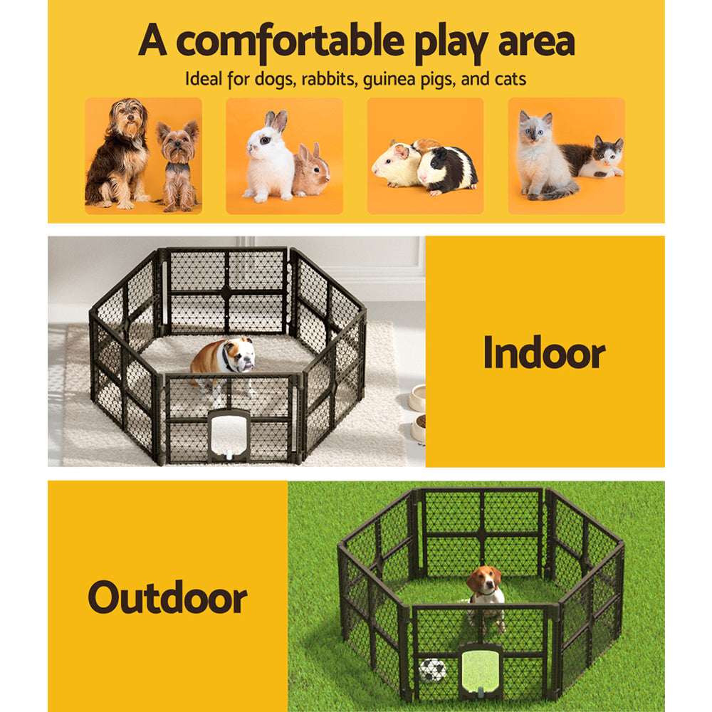 i.Pet Pet Dog Playpen Enclosure - 6 Panel Foldable Puppy Cage | Plastic Play Pen
