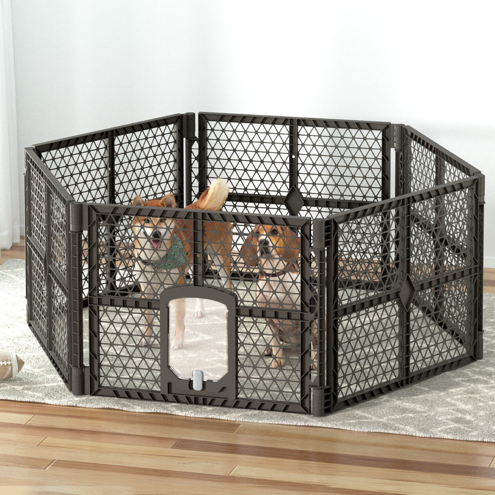 i.Pet Pet Dog Playpen Enclosure - 6 Panel Foldable Puppy Cage | Plastic Play Pen