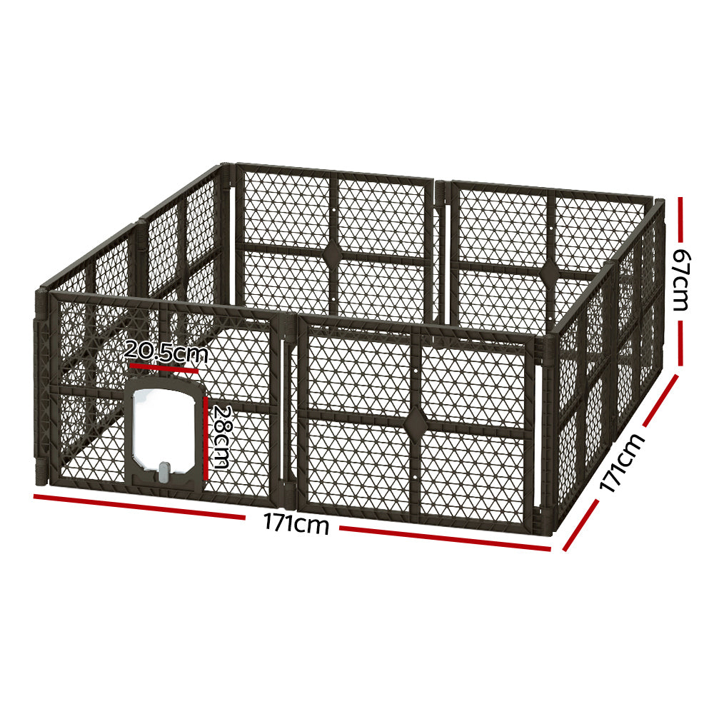 i.Pet Pet Dog Playpen Enclosure - 8 Panel Fence Puppy Cage | Foldable Plastic Play Pen