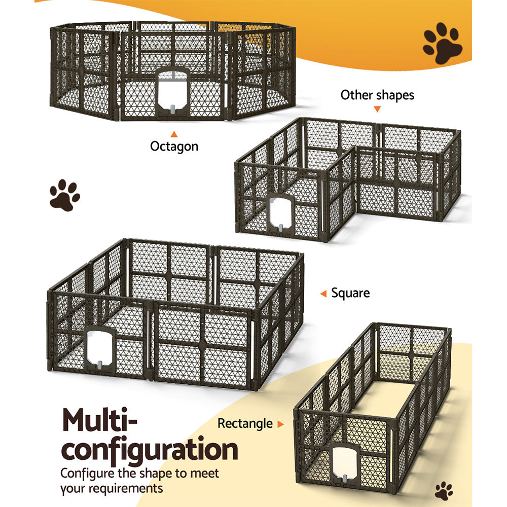 i.Pet Pet Dog Playpen Enclosure - 8 Panel Fence Puppy Cage | Foldable Plastic Play Pen