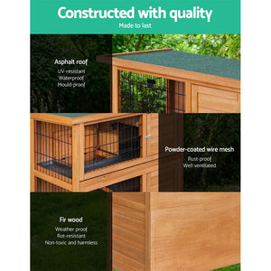 i.Pet Rabbit Hutch Wooden Chicken Coop Pet Hutch 82cm x 91.5cm x 45cm