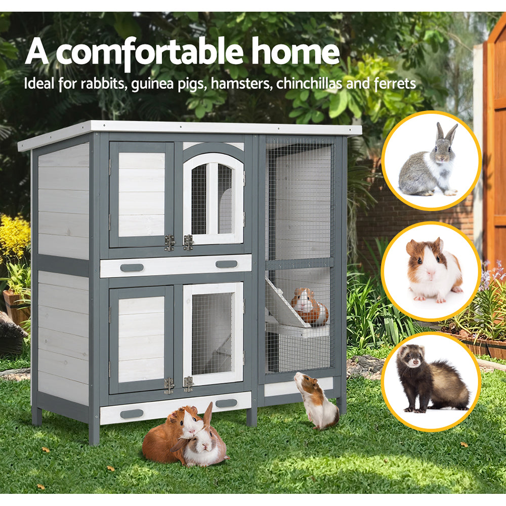 i.Pet Rabbit Hutch Large Chicken Coop Wooden House Run Cage | Pet Bunny Guinea Pig