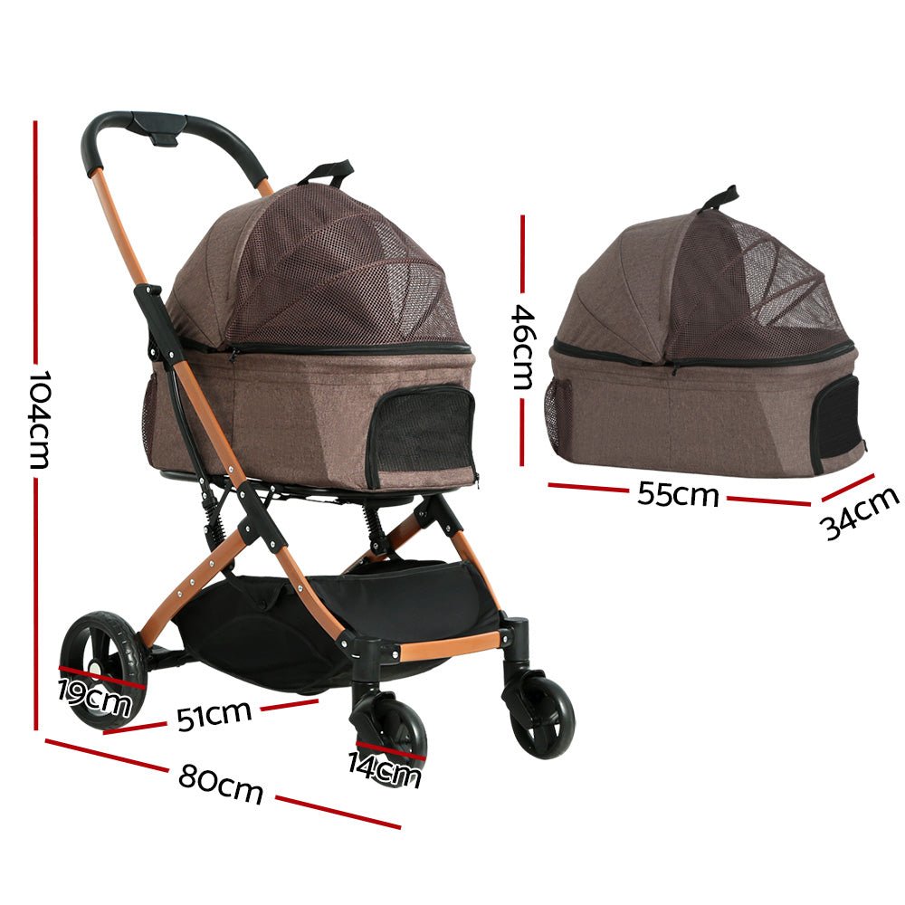 Pet Stroller | i.Pet | Dog Pram | Large Cat Carrier | Travel Pushchair | Foldable | 4 Wheels